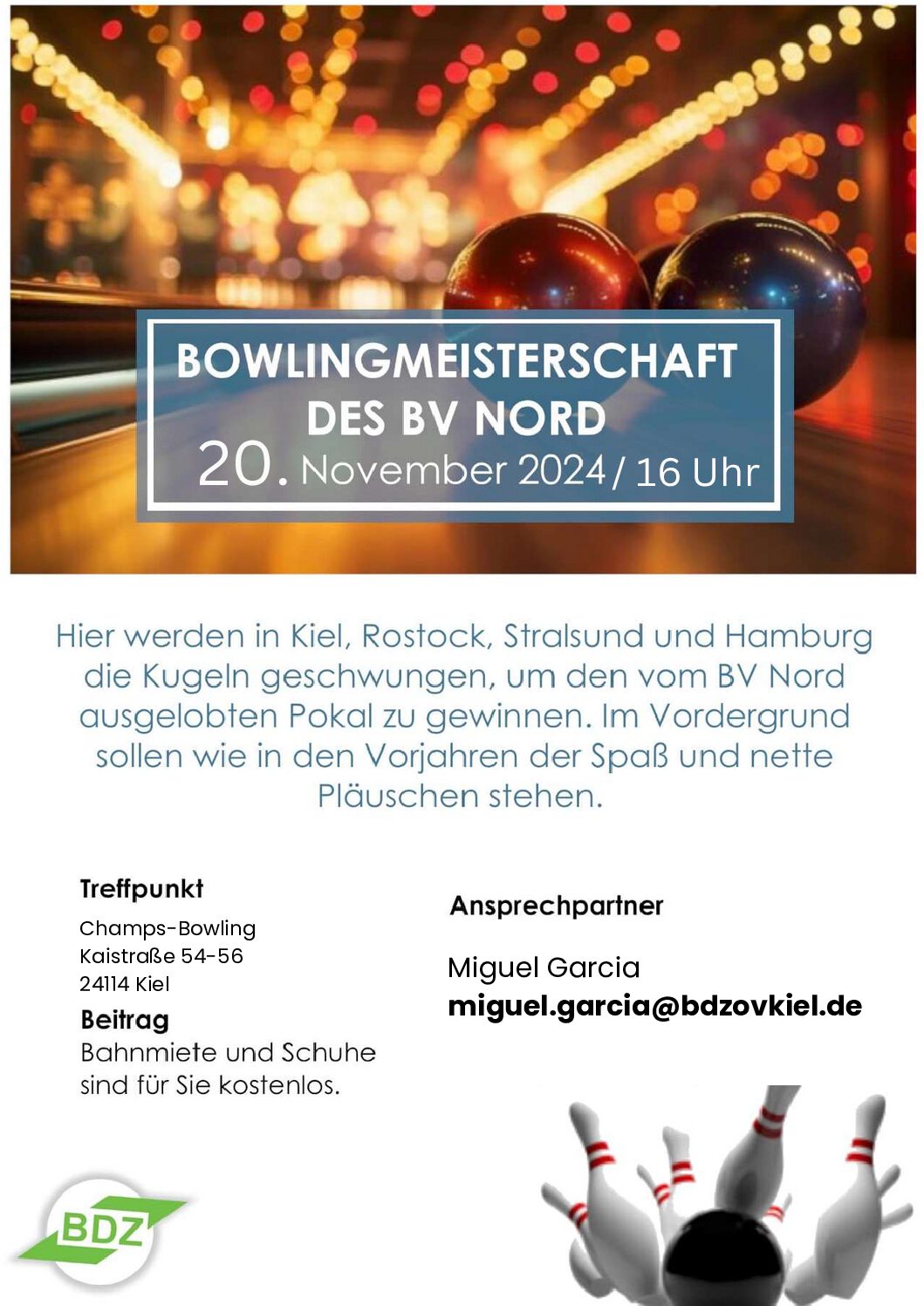 Mehr über den Artikel erfahren Bowlingmeisterschaft des BV Nord